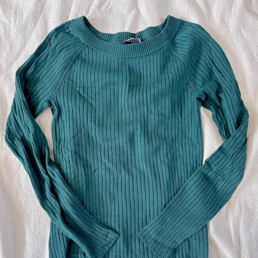Express Ribbed Teal Sweater